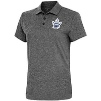 Women's Antigua  Heather Black Toronto Maple Leafs Motivated Polo