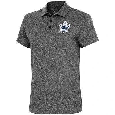Women's Antigua  Heather Black Toronto Maple Leafs Motivated Polo
