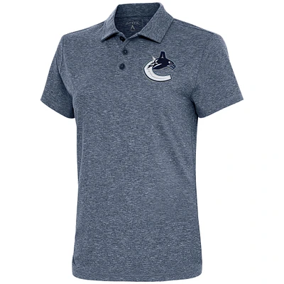 Women's Antigua  Heather Navy Vancouver Canucks Motivated Polo
