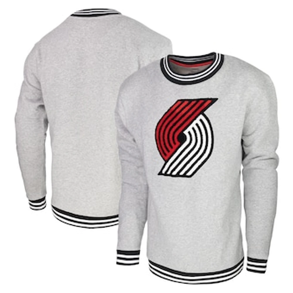 Men's Stadium Essentials Heather Gray Portland Trail Blazers Club Level Pullover Sweatshirt