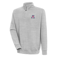 Men's Antigua  Heather Gray Arizona Wildcats Victory Quarter-Zip Pullover Top