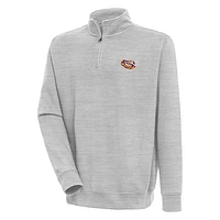Men's Antigua  Heather Gray LSU Tigers Victory Quarter-Zip Pullover Top