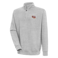 Men's Antigua  Heather Gray LSU Tigers Victory Quarter-Zip Pullover Top