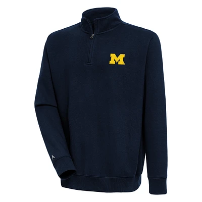 Men's Antigua  Navy Michigan Wolverines Victory Quarter-Zip Pullover Top