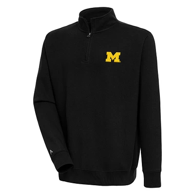 Men's Antigua  Black Michigan Wolverines Victory Quarter-Zip Pullover Top