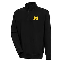 Men's Antigua  Black Michigan Wolverines Victory Quarter-Zip Pullover Top