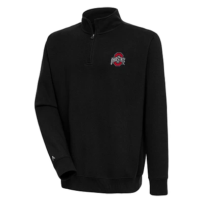 Men's Antigua  Black Ohio State Buckeyes Victory Quarter-Zip Pullover Top