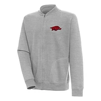 Men's Antigua  Heather Gray Arkansas Razorbacks Victory Full-Zip Jacket