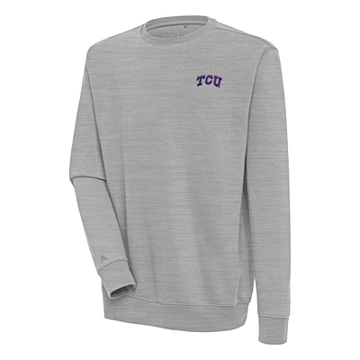 Men's Antigua Heather Gray TCU Horned Frogs Victory Pullover Sweatshirt