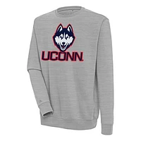 Men's Antigua  Heather Gray UConn Huskies Victory Pullover Sweatshirt