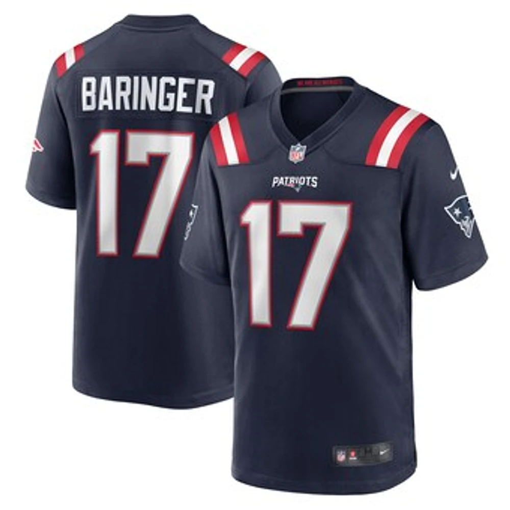 Men's Nike Bryce Baringer  Navy New England Patriots Team Game Jersey