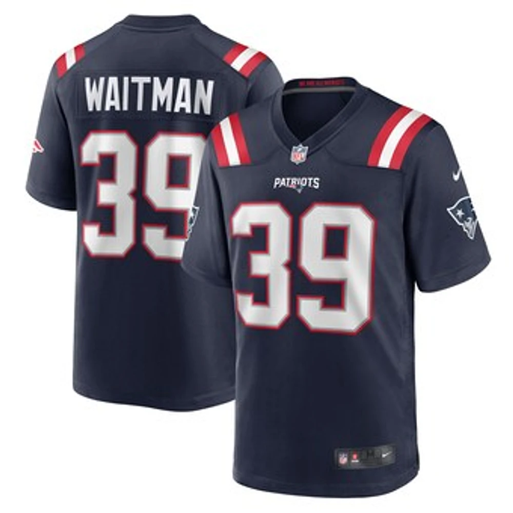 Men's Nike Corliss Waitman  Navy New England Patriots Team Game Jersey