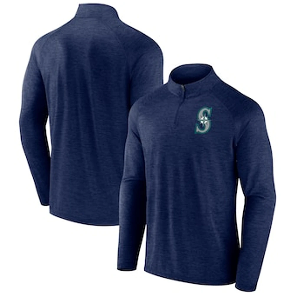 Men's Profile Navy Seattle Mariners Big & Tall Raglan Quarter-Zip Top