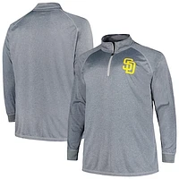 Men's Profile Gray San Diego Padres Big & Tall Raglan Quarter-Zip Top