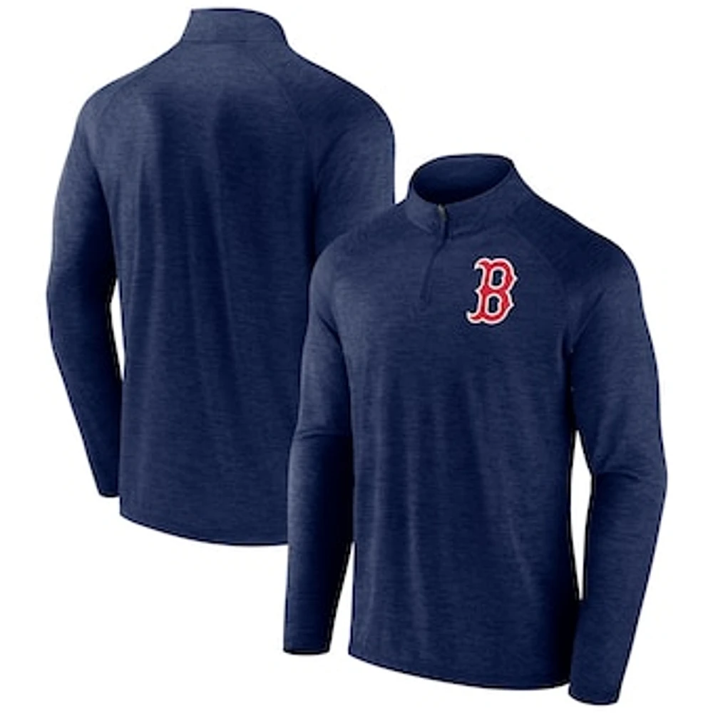 Men's Profile Navy Boston Red Sox Big & Tall Raglan Quarter-Zip Top