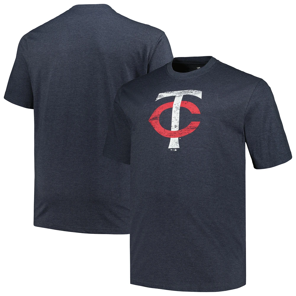 Men's Profile Heather Navy Minnesota Twins Big & Tall Weathered Logo T-Shirt