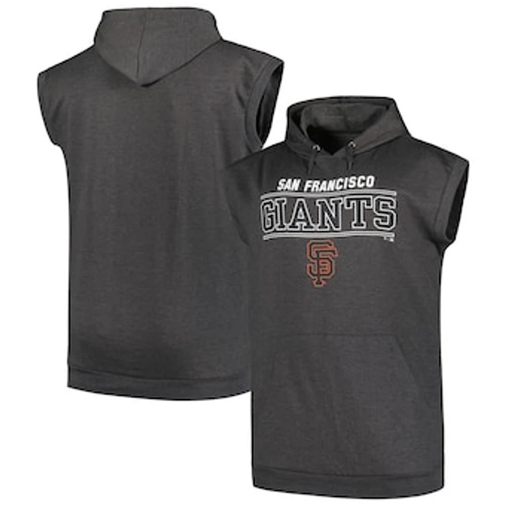 Men's Profile Heather Charcoal San Francisco Giants Big & Tall Muscle Sleeveless Pullover Hoodie