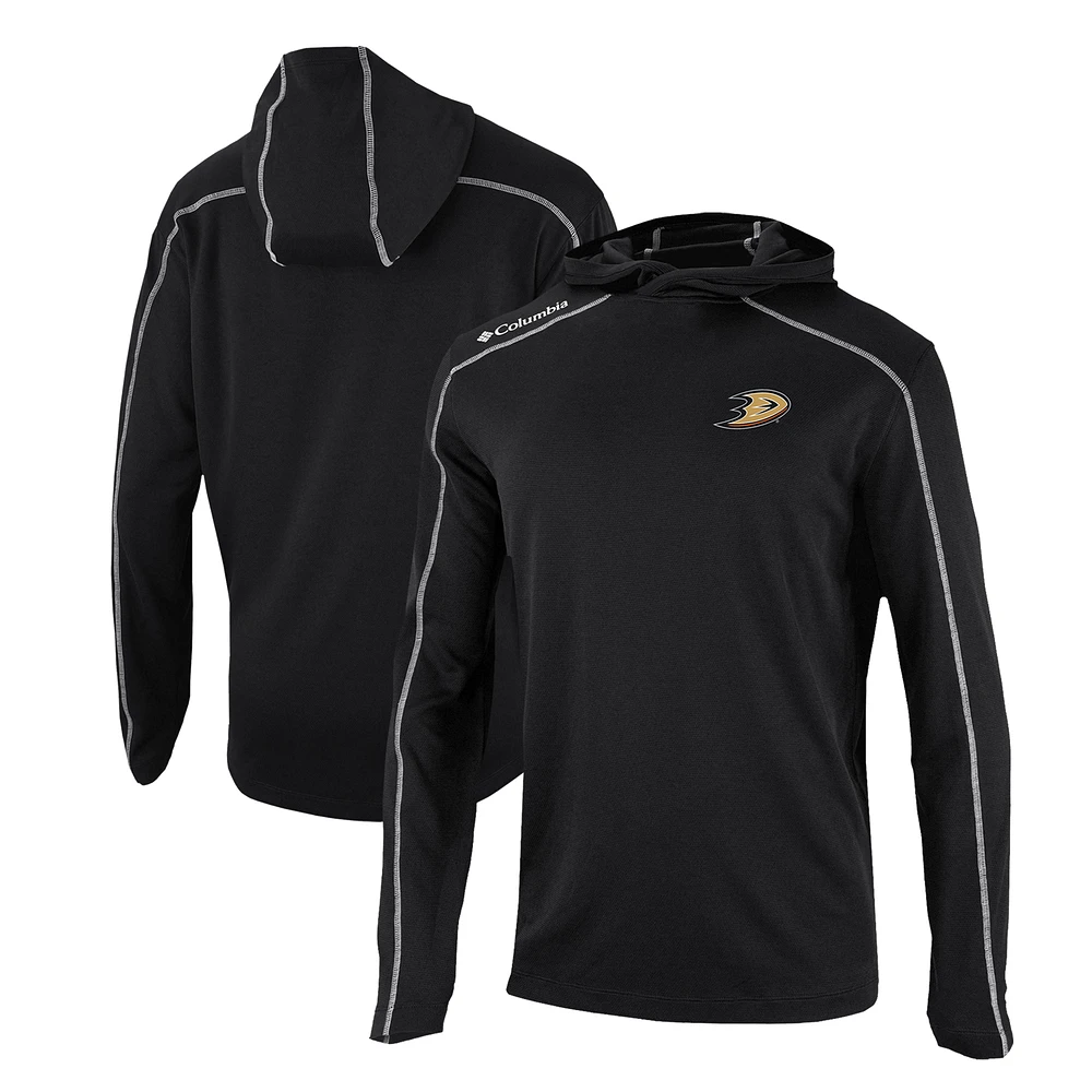 Men's Columbia Black Anaheim Ducks Omni-Wick Shotgun Long Sleeve Hoodie T-Shirt