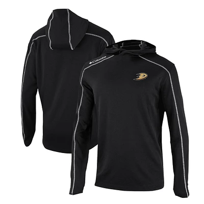 Men's Columbia Black Anaheim Ducks Omni-Wick Shotgun Long Sleeve Hoodie T-Shirt