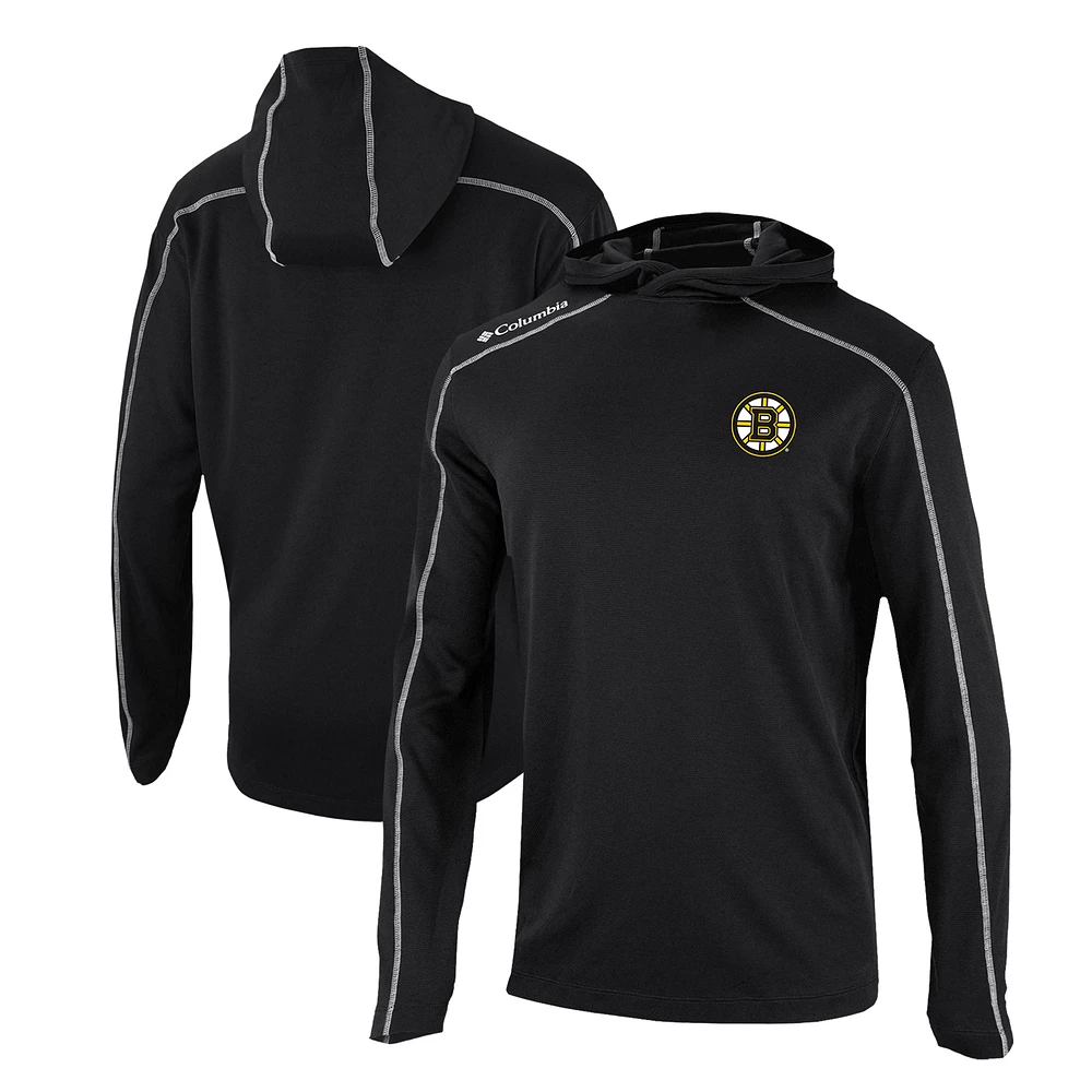 Men's Columbia Black Boston Bruins Omni-Wick Shotgun Long Sleeve Hoodie T-Shirt
