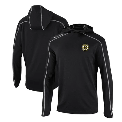 Men's Columbia Black Boston Bruins Omni-Wick Shotgun Long Sleeve Hoodie T-Shirt