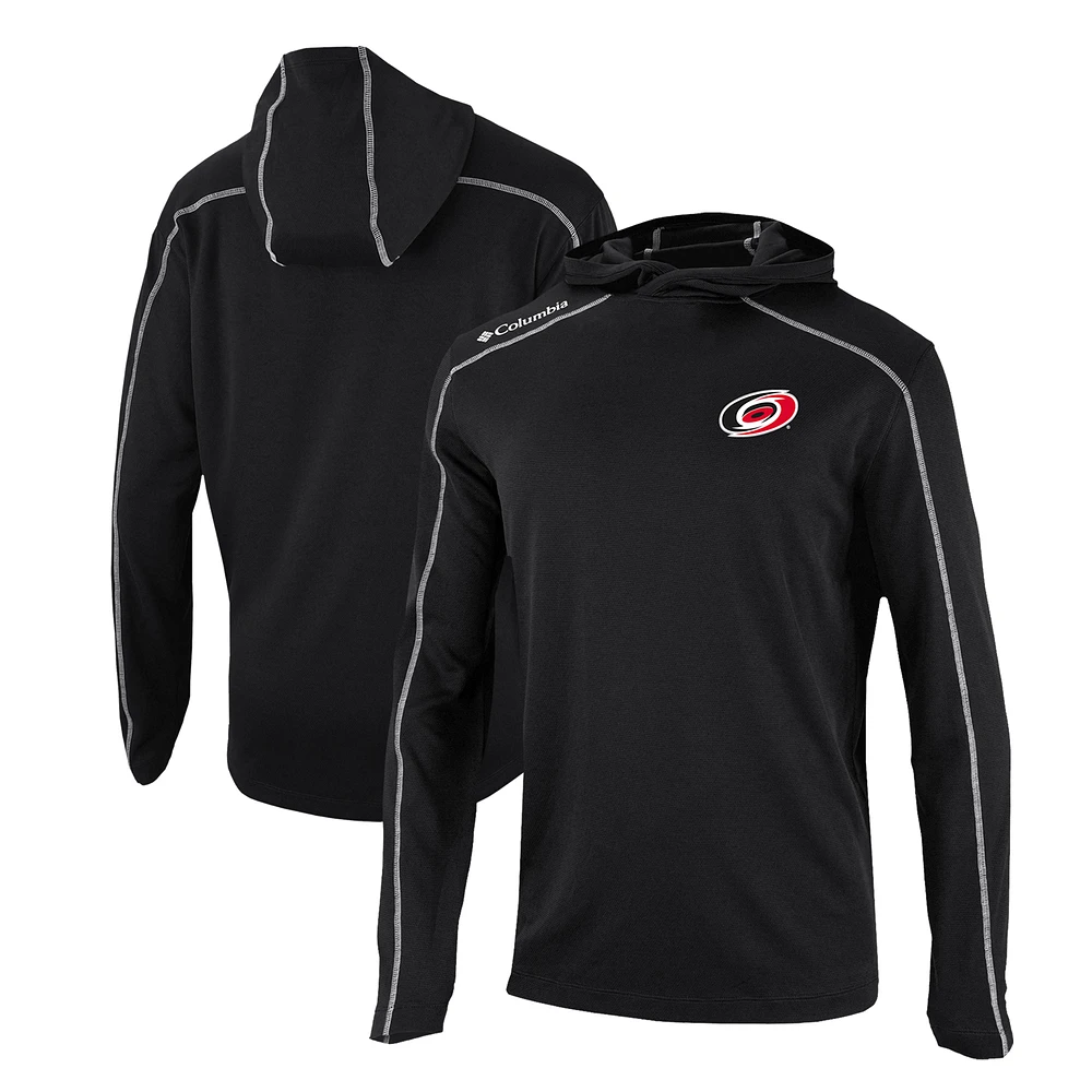 Men's Columbia Black Carolina Hurricanes Omni-Wick Shotgun Long Sleeve Hoodie T-Shirt