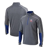 Men's Columbia Gray/Blue New York Islanders Omni-Wick Shotgun 2.0 Quarter-Zip Pullover Top