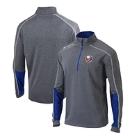 Men's Columbia Gray/Blue New York Islanders Omni-Wick Shotgun 2.0 Quarter-Zip Pullover Top