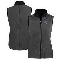Women's Cutter & Buck Gray Detroit Lions Helmet Logo Cascade Eco Sherpa Fleece Full-Zip Vest