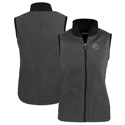 Women's Cutter & Buck Gray Detroit Lions Helmet Logo Cascade Eco Sherpa Fleece Full-Zip Vest