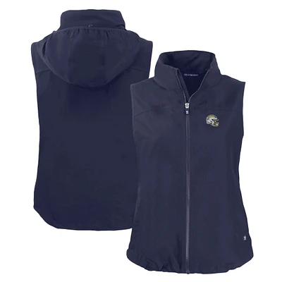Women's Cutter & Buck Navy Los Angeles Chargers Helmet Logo Charter Eco Recycled Full-Zip Vest