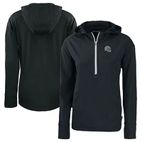 Women's Cutter & Buck  Black Detroit Lions Helmet Daybreak Eco Recycled Half-Zip Hoodie