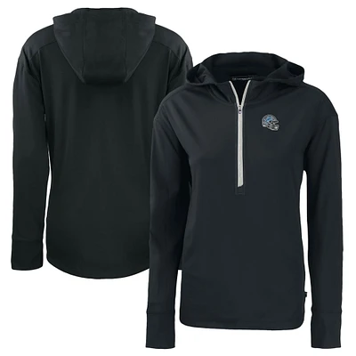 Women's Cutter & Buck  Black Detroit Lions Helmet Daybreak Eco Recycled Half-Zip Hoodie