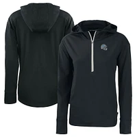 Women's Cutter & Buck  Black Detroit Lions Helmet Daybreak Eco Recycled Half-Zip Hoodie