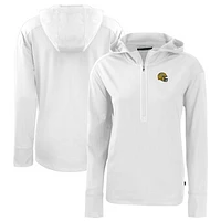 Women's Cutter & Buck  White Green Bay Packers Helmet Daybreak Eco Recycled Half-Zip Hoodie
