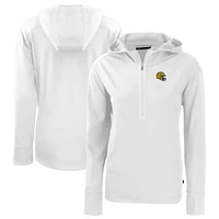Women's Cutter & Buck  White Green Bay Packers Helmet Daybreak Eco Recycled Half-Zip Hoodie