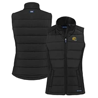 Women's Cutter & Buck Green Bay Packers Helmet Evoke Hybrid Eco Softshell Recycled Full-Zip Vest