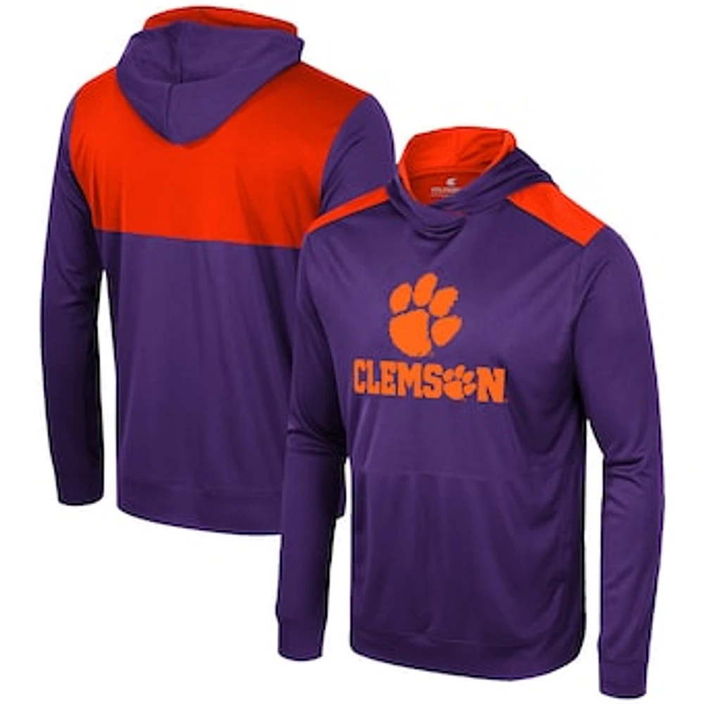 Men's Colosseum Purple Clemson Tigers Warm Up Long Sleeve Hoodie T-Shirt