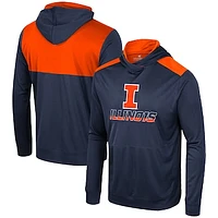 Men's Colosseum Navy Illinois Fighting Illini Warm Up Long Sleeve Hoodie T-Shirt