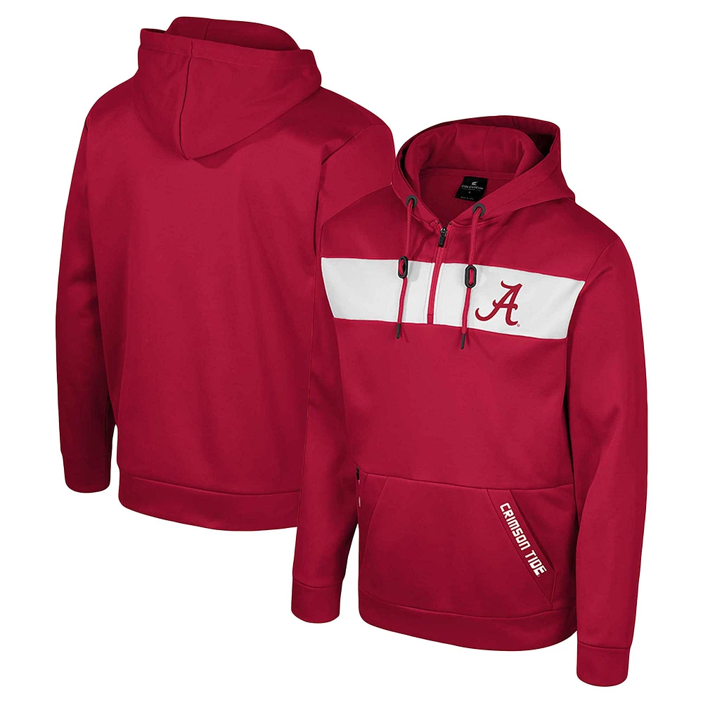 Men's Colosseum  Crimson Alabama Tide Quarter-Zip Hoodie