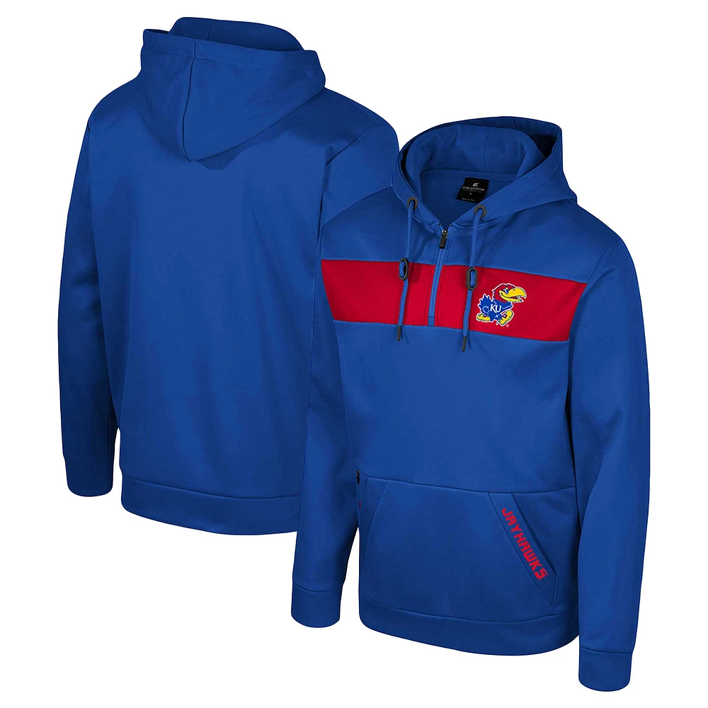 Men's Colosseum  Royal Kansas Jayhawks Quarter-Zip Hoodie