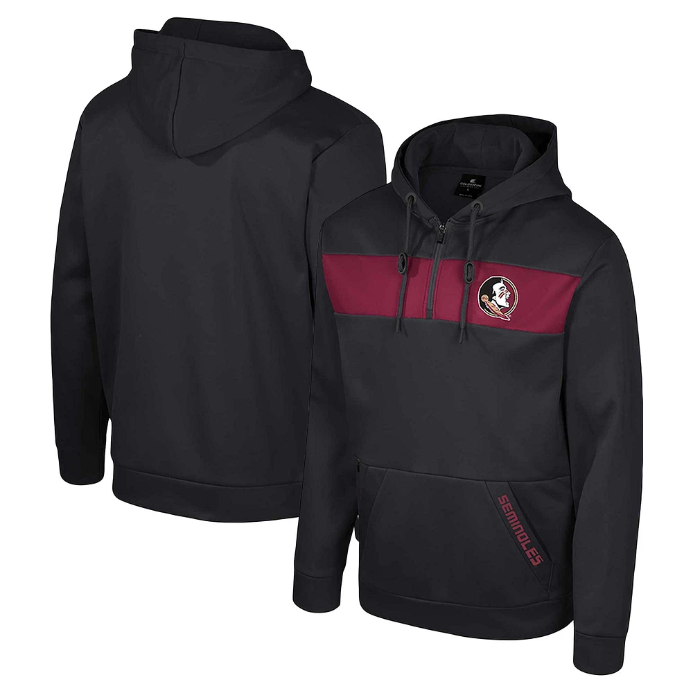 Men's Colosseum  Black Florida State Seminoles Quarter-Zip Hoodie