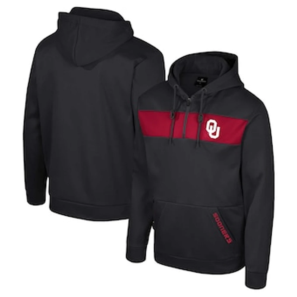 Men's Colosseum  Black Oklahoma Sooners Quarter-Zip Hoodie