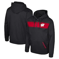 Men's Colosseum  Black Wisconsin Badgers Quarter-Zip Hoodie