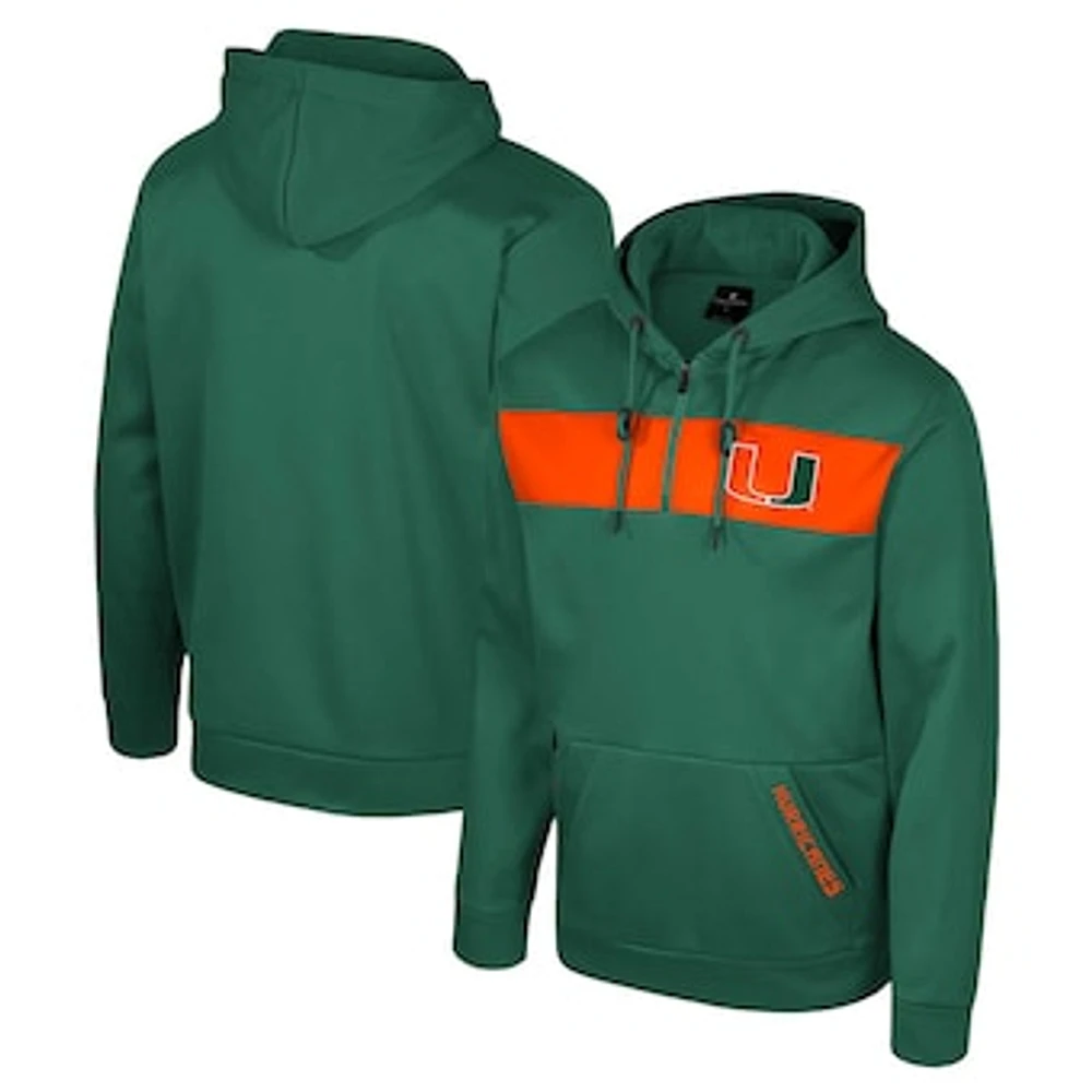 Men's Colosseum  Green Miami Hurricanes Quarter-Zip Hoodie