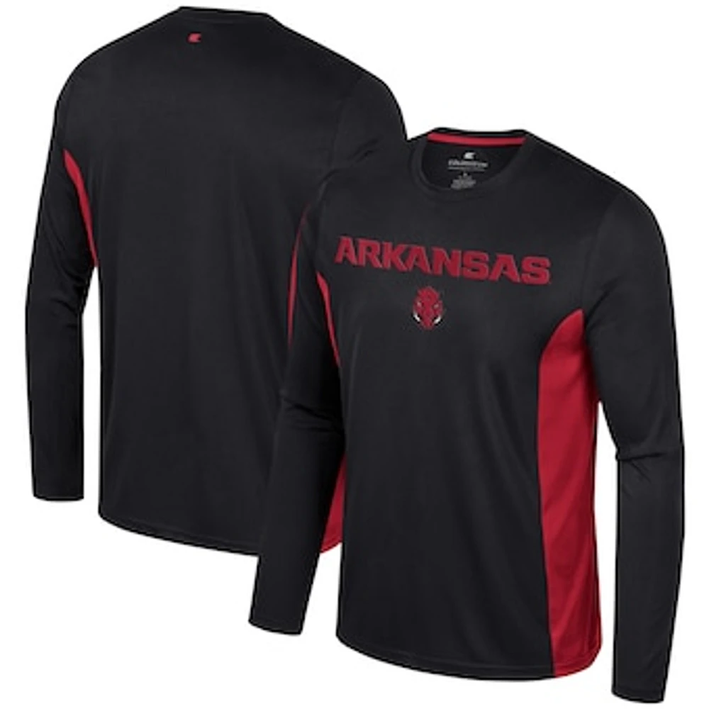 Men's Colosseum Black Arkansas Razorbacks Warm Up Long Sleeve T-Shirt