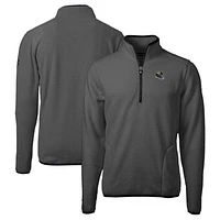 Men's Cutter & Buck  Gray/Black Jacksonville Jaguars Helmet Cascade Eco Sherpa Fleece Quarter-Zip Pullover Jacket