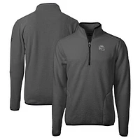 Men's Cutter & Buck  Gray/Black Las Vegas Raiders Helmet Cascade Eco Sherpa Fleece Quarter-Zip Pullover Jacket