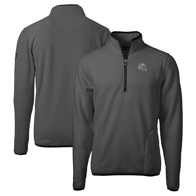 Men's Cutter & Buck  Gray/Black Las Vegas Raiders Helmet Cascade Eco Sherpa Fleece Quarter-Zip Pullover Jacket