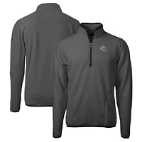 Men's Cutter & Buck  Gray/Black Las Vegas Raiders Helmet Cascade Eco Sherpa Fleece Quarter-Zip Pullover Jacket